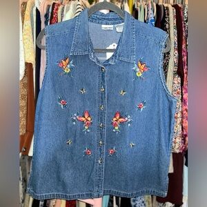Cabin Creek Embroidered Denim Vest